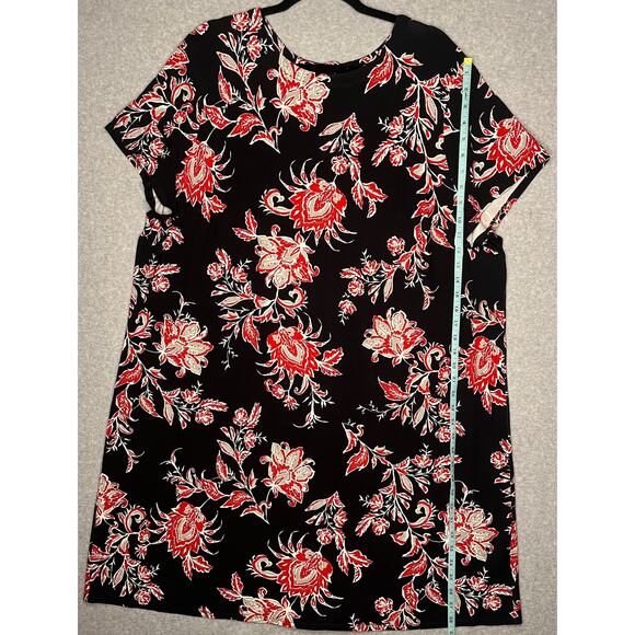 J.Jill Wearever women's black dress red floral design cap sleeve rounded neck 3X - Picture 10 of 11